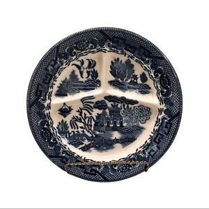 Vintage Heavy Ceramic 10" Blue Willow Grill Plate